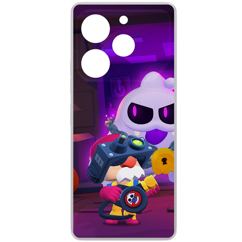 

Чехол-накладка Clear Case Brawl Stars-Охотник за Скуиками Гэйл для TECNO Pova 6 Pro, Прозрачный