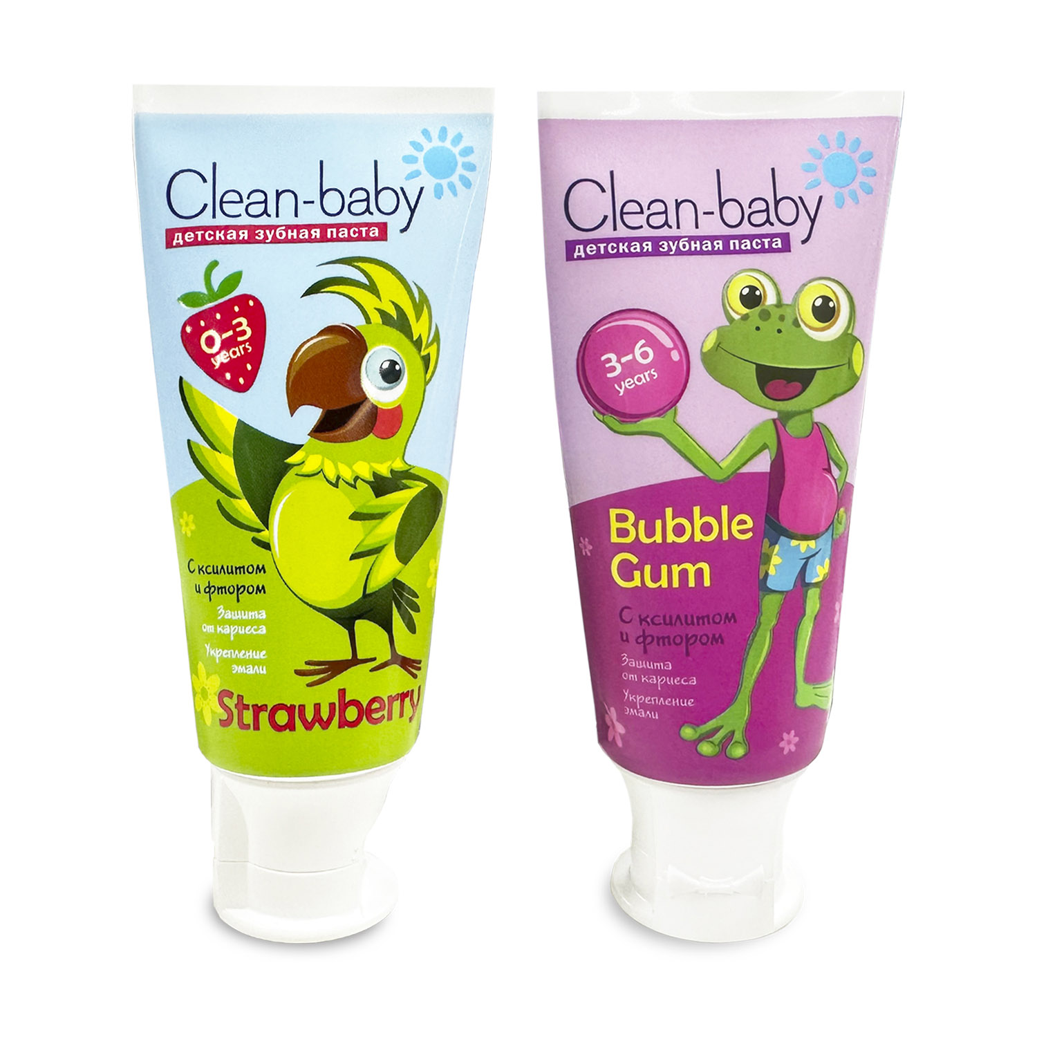 Набор Clean-baby детская зубная паста, 0-3 года 50 мл, детская зубная паста, 3-6 лет 50 мл
