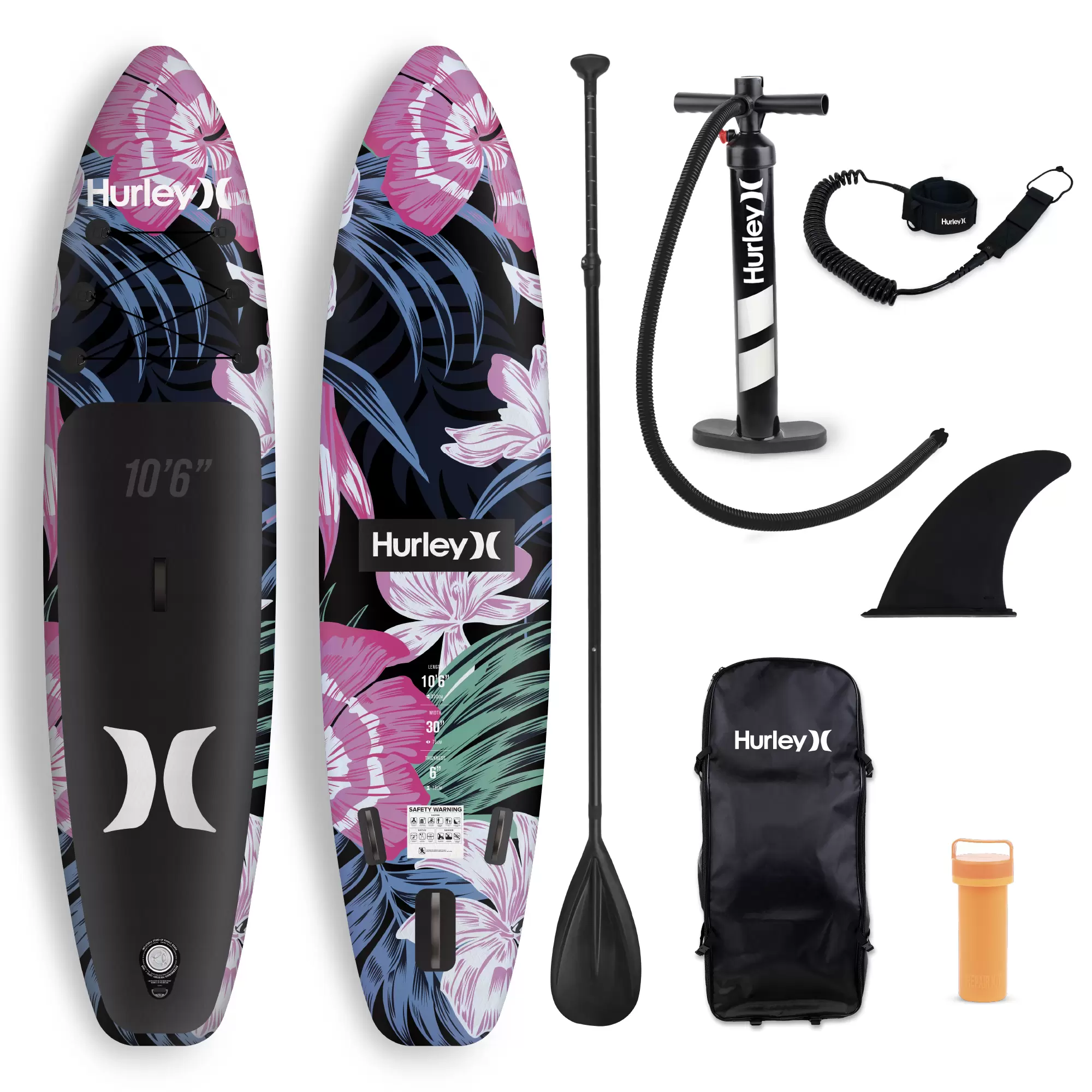 

Надувная SUP-доска (sup board) 10.6 Hurley Obsidian Flora 320х76х15 см, One and Only