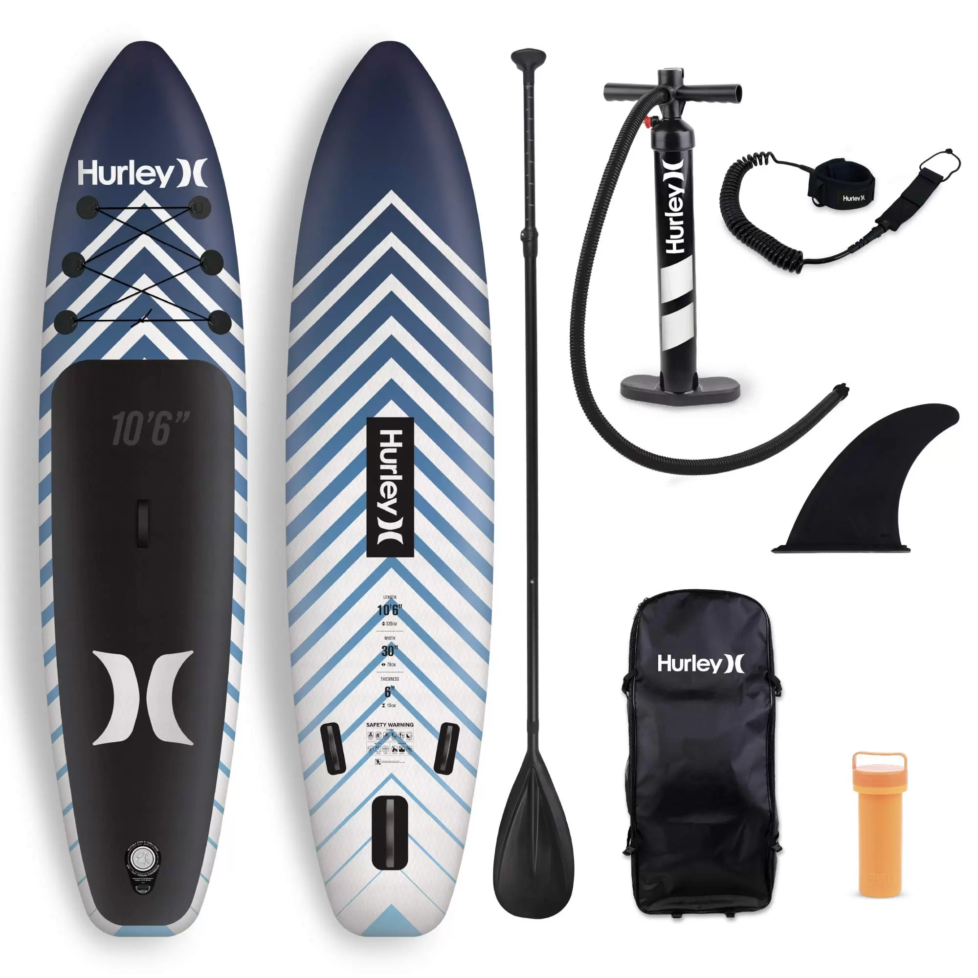 

Надувная SUP-доска (sup board) 10.6 Hurley Signal Blue Black Gripс 320х76х15 см, One and Only