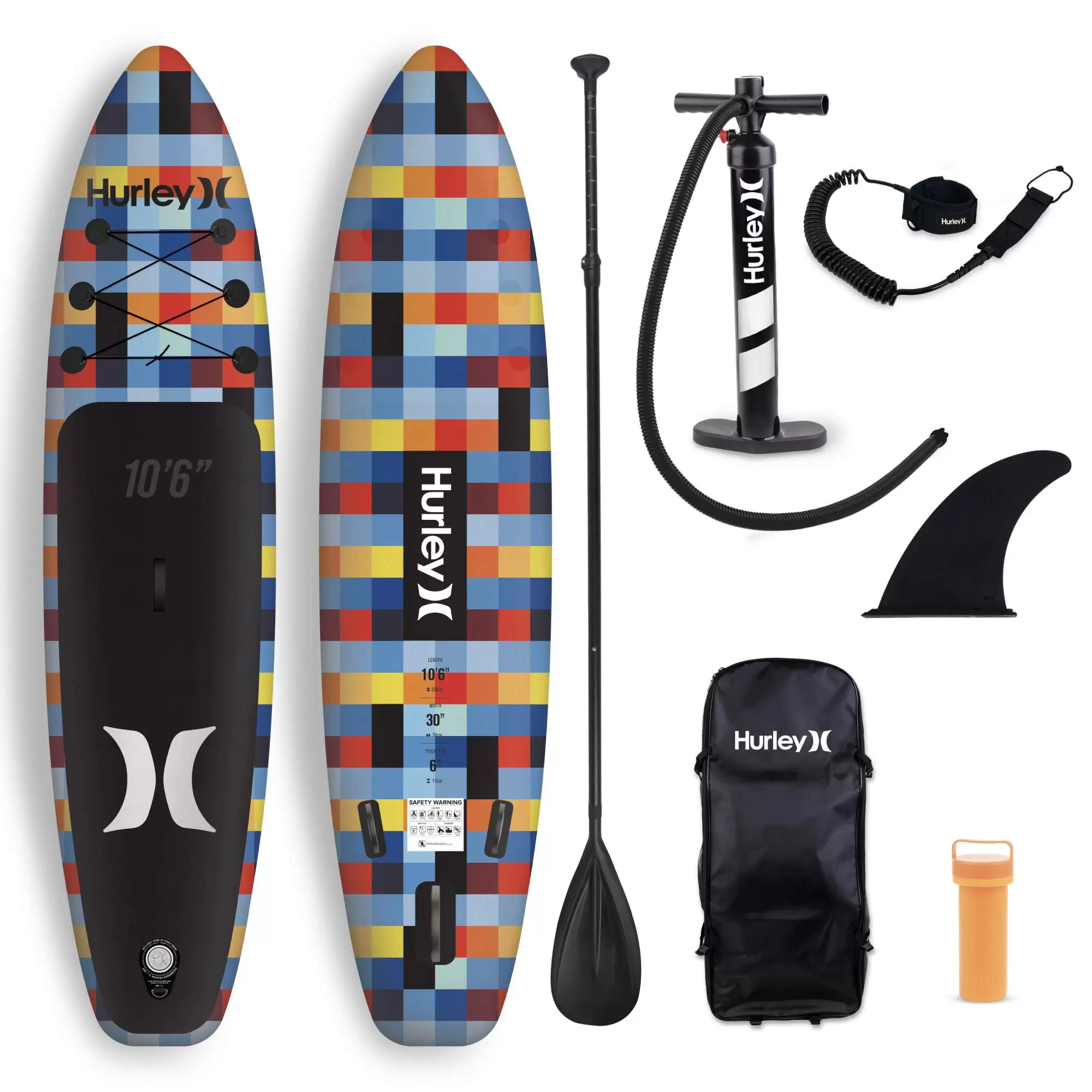 

Надувная SUP-доска (sup board) 10.6 Hurley Mosaic с рюкзаком, насосом, веслом, плавником, One and Only