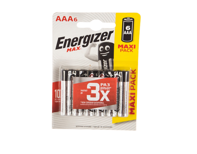 Батарейка Energizer MAX / 1.5 В / AAA (LR03) 6 штук в блистере