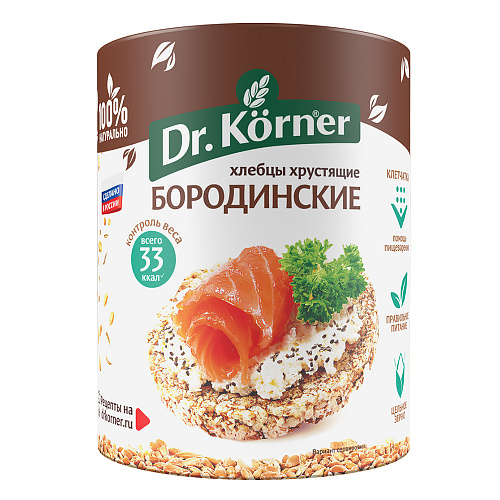 

Хлебцы хрустящие Dr. Korner Бородинские 100 г, 4 шт