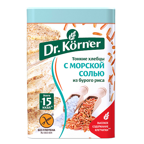 

Хлебцы хрустящие Dr. Korner Рисовые с морской солью 100 г, 2 шт