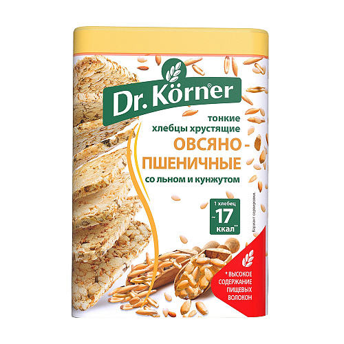 

Хлебцы хрустящие Dr. Korner Овсяно-пшеничные со смесью семян 100 г, 3 шт