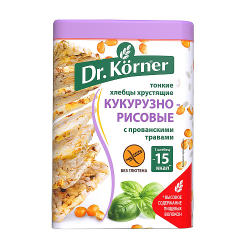 

Хлебцы хрустящие Dr. Korner Кукурузно-рисовые с прованскими травами 100 г, 2 шт