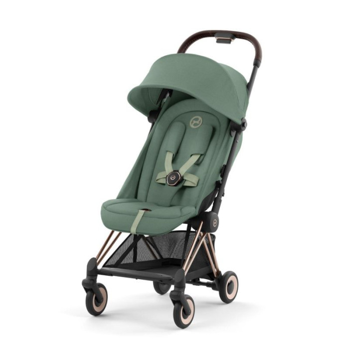 Коляска Cybex Coya с дождевиком Rosegold/Leaf Green