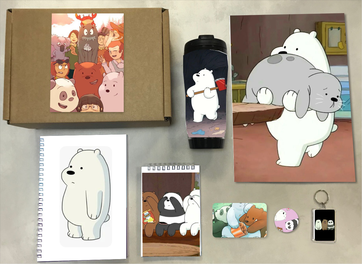 

Бокс с подарком принт Вся правда о медведях, We Bare Bears ВB0005, 7 предметов