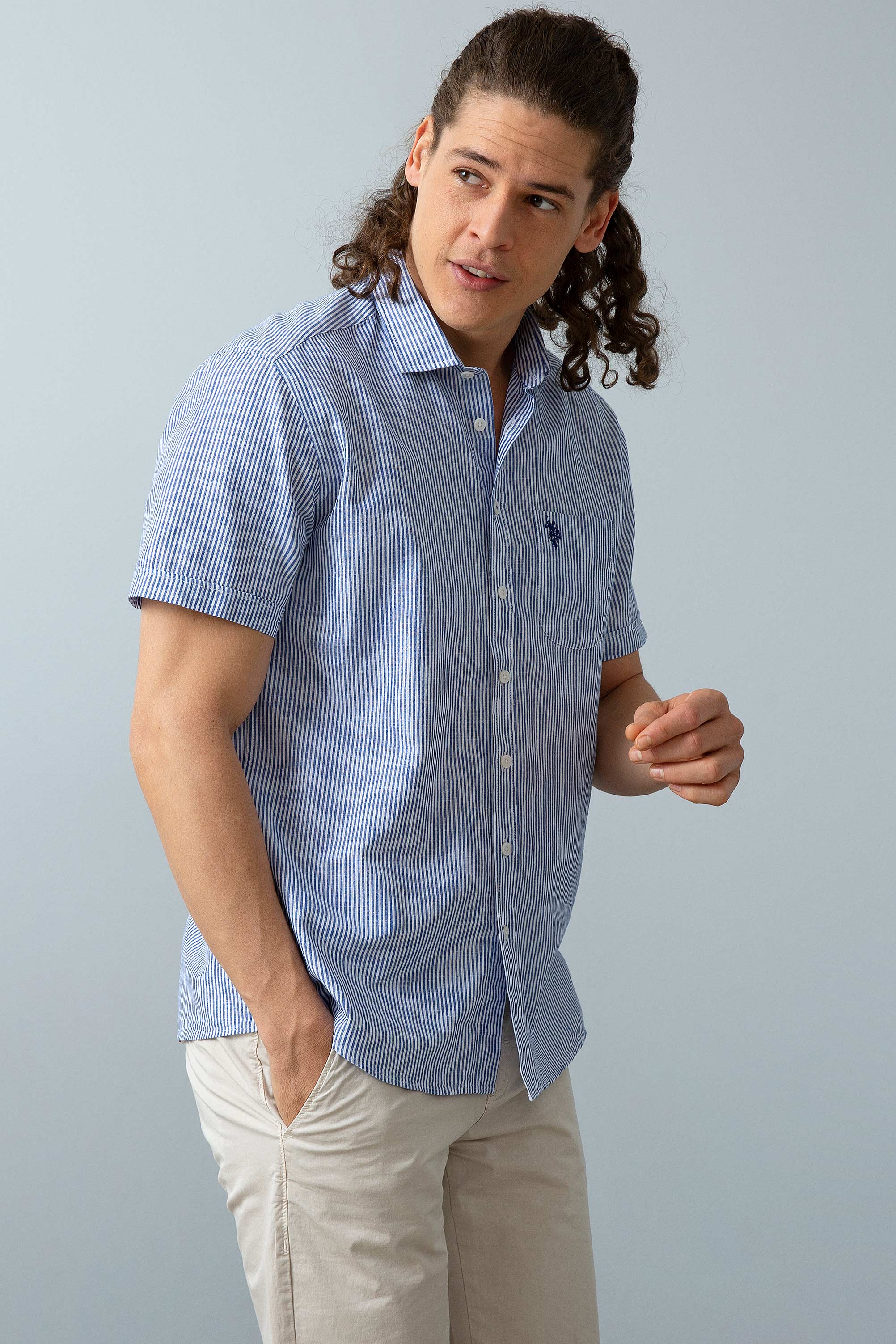 

Рубашка мужская U.S. POLO Assn. G081SZ0040KERTON синяя S, G081SZ0040KERTON