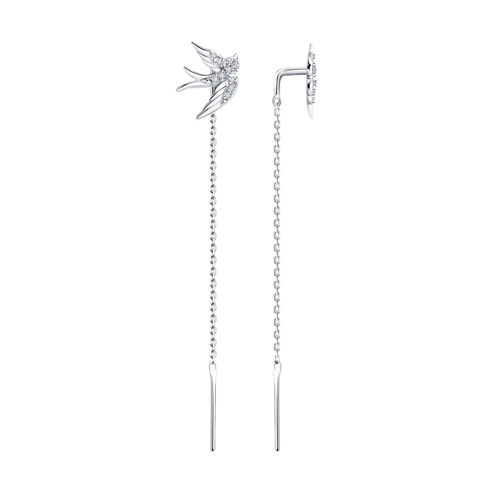 

Серьги продевки из белого золота SOKOLOV Diamonds 1022107-3, бриллиант, 1022107-3