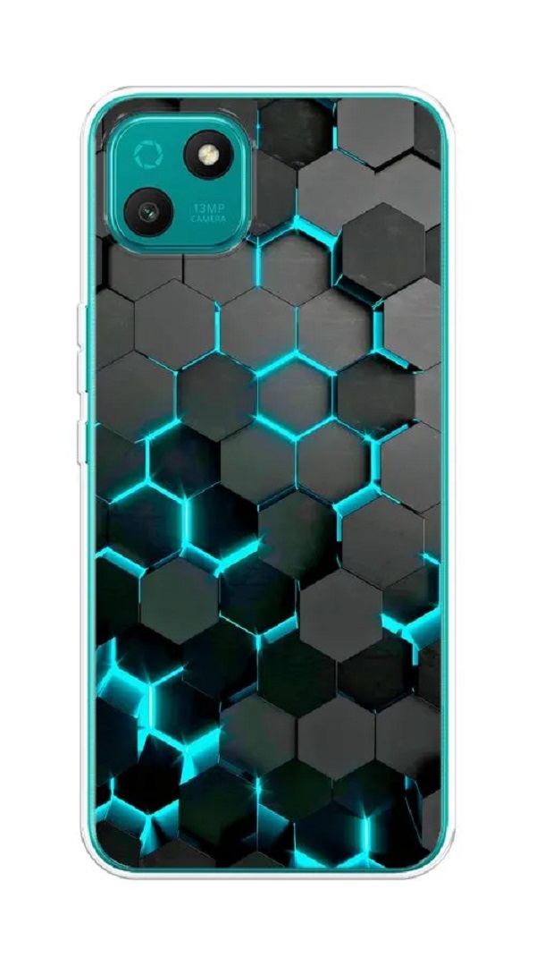 

Силиконовый чехол "Соты бирюзовые" на Wiko T10 / Вико Т10, Разноцветный