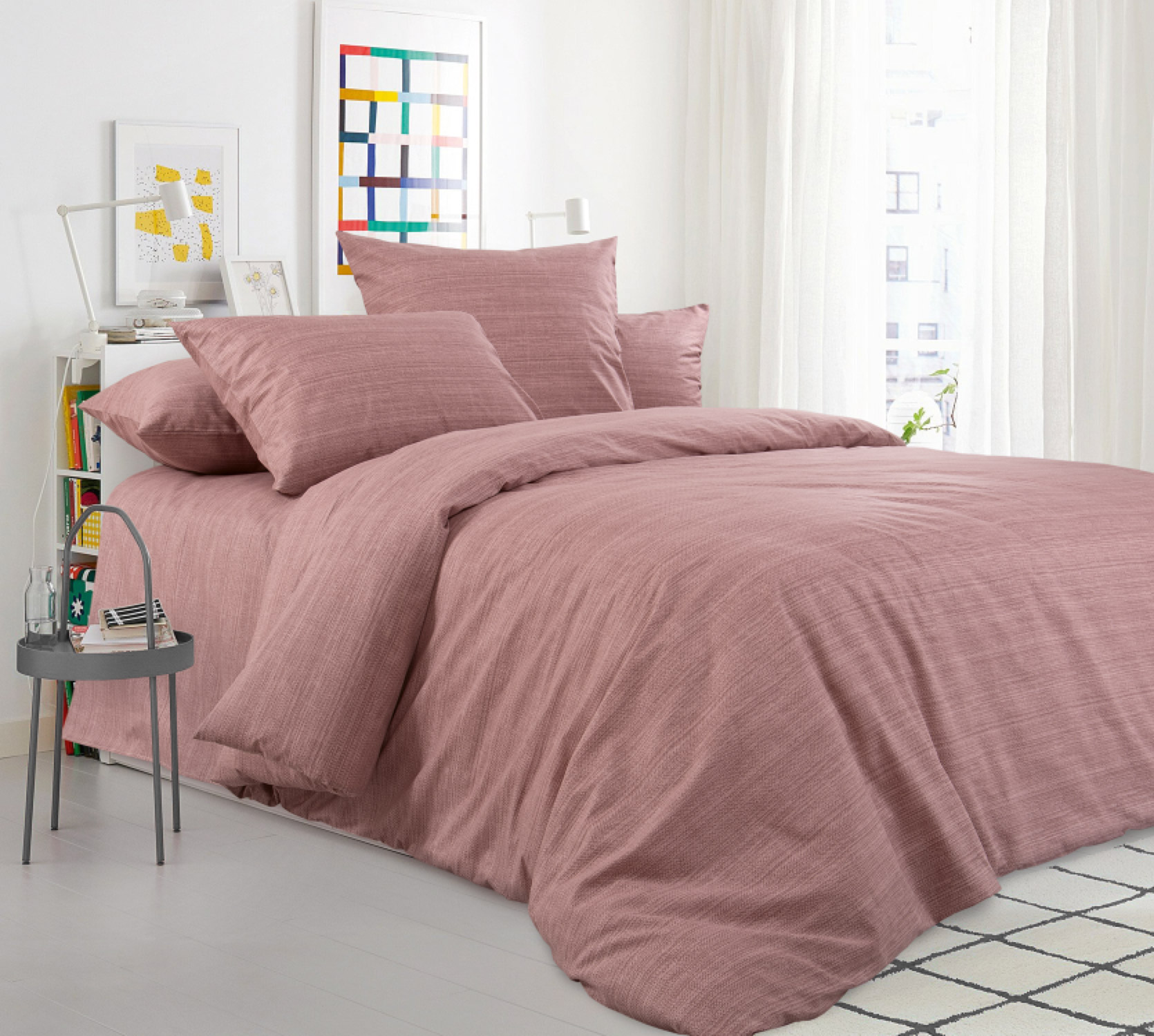 Комплект постельного белья Цветущий миндаль 2-спальный перкаль розовый