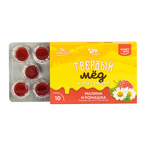 

Мёд твёрдый HoneyWay с малиной и ромашкой 30 г, 2 шт