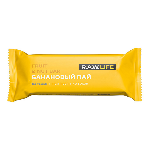 

Батончик орехово-фруктовый Raw Life Fruit & nut bar Банановый пай 47 г, 2 шт
