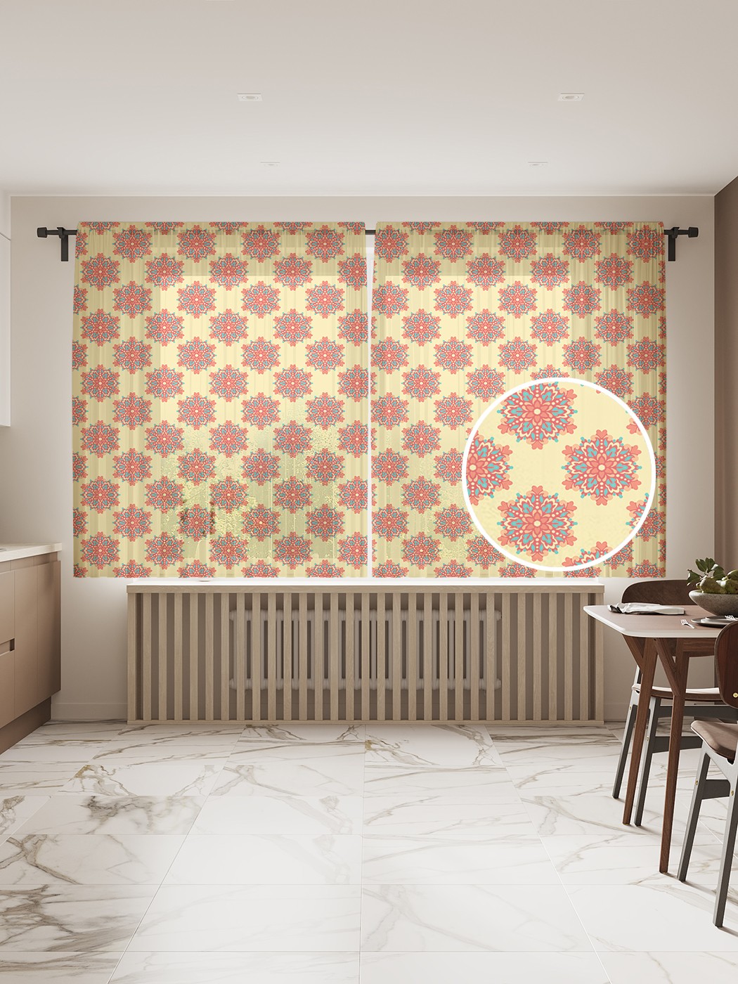 

Фототюль JoyArty "Мелкие мандалы", 145x180 см (2 полотна со шторной лентой + 50 крючков), Мелкие мандалы