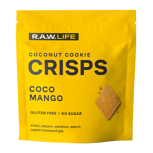 Печенье Raw Life Crisps Кокос-Манго 35 г, 3 шт