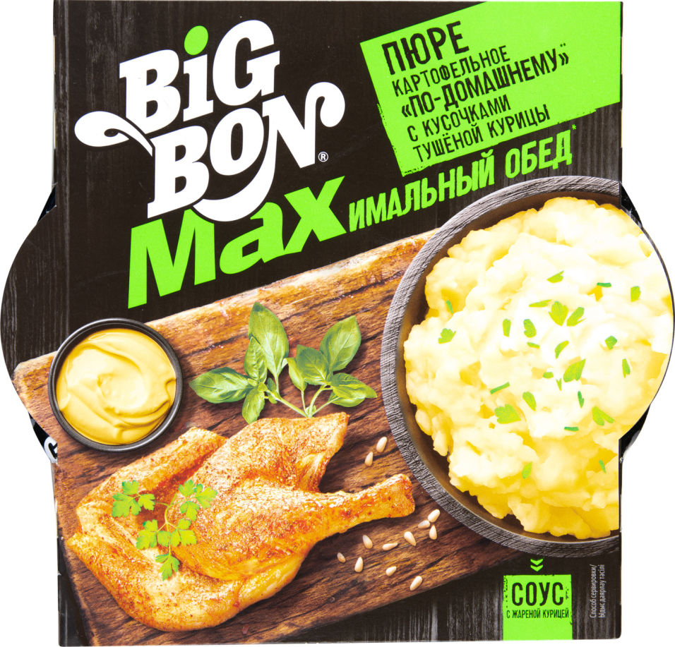 Пюре Big Bon картофельное по-домашнему с кусочками курицы и соусом с жареной курицей 110г