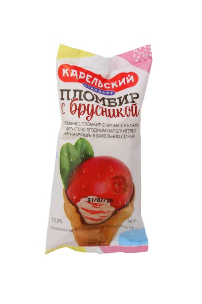 

Мороженое пломбир Карельский стандарт ванильный с клюквой БЗМЖ 70 г