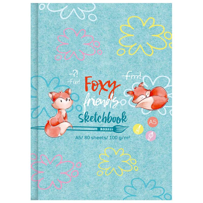 фото Скетчбук 80л., а5 7бц bg "foxy sketch", матовая ламинация, выб. лак, 100г/м2 - (3 шт.) nobrand