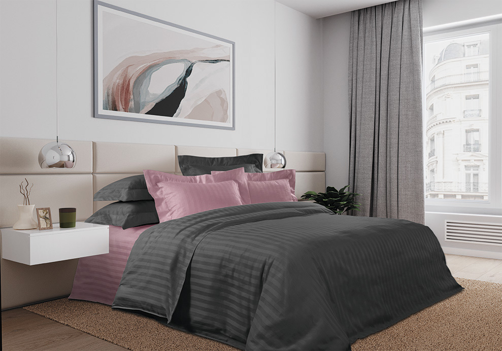 фото Постельное белье роки роуд, страйп-сатин, 2-спальное с евро простыней, наволочки 70х70 текс-дизайн
