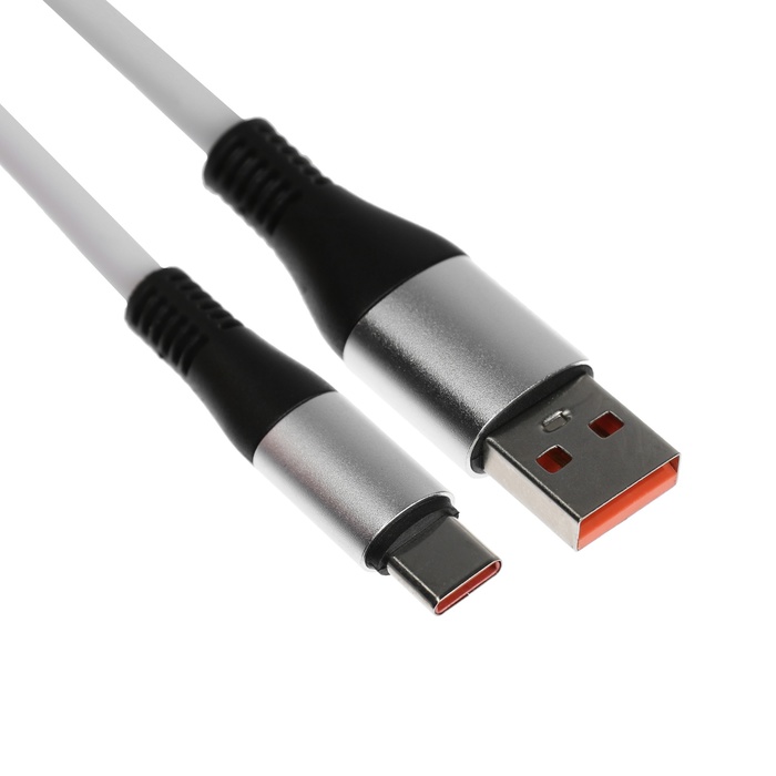 Кабель Type-C - USB, 5 A, оплётка TPE, утолщенный, 1 метр, белый 600016946023