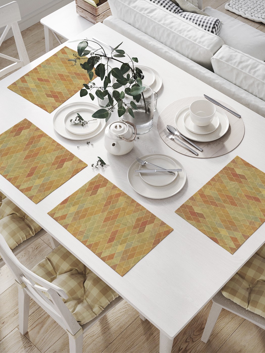 

Комплект салфеток JoyArty "Ромбы винтаж" для сервировки стола (32х46 см, 4 шт.), Ромбы винтаж