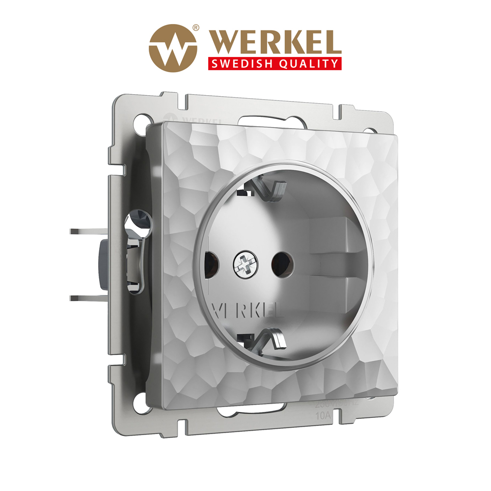 

Встраиваемая розетка Werkel Hammer W1271106 серебряная с заземлением 16 А, Серебристый, Розетка с заземлением и шторками