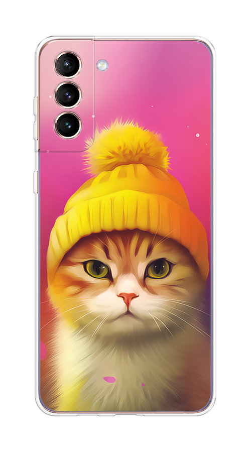 

Чехол на Samsung Galaxy S21 Plus "Котик в шапочке", Розовый;желтый;бежевый, 2102150-1