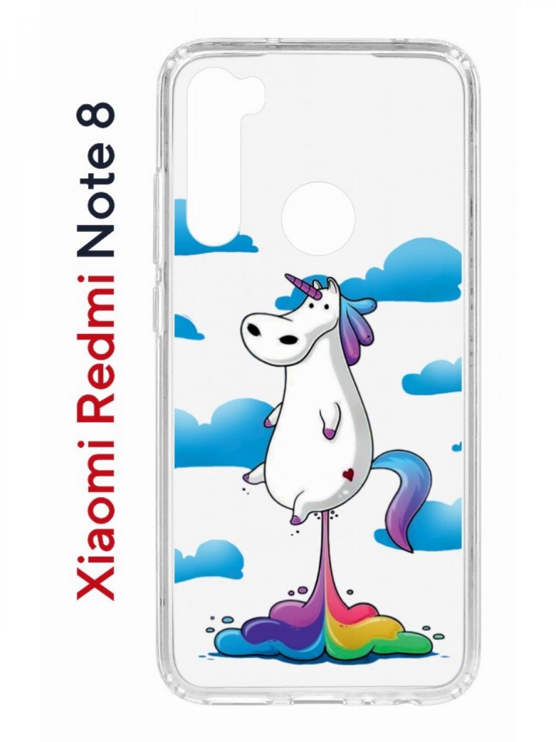 Чехол на Redmi Note 8 Kruche Print Flying Unicorn,противоударный бампер,с защитой камеры