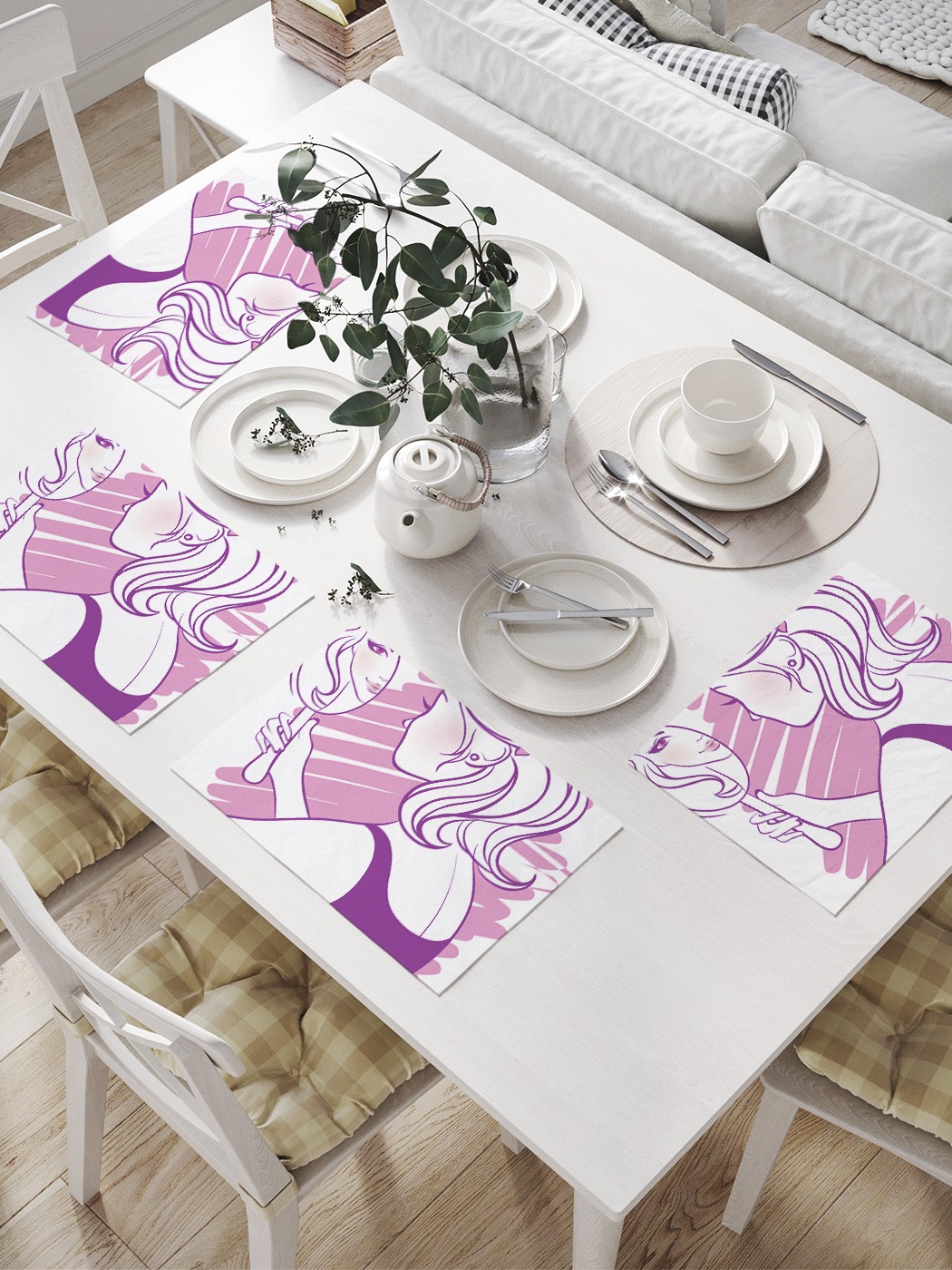 

Комплект салфеток JoyArty "Отражение Близнецов" для сервировки стола (32х46 см, 4 шт.), Отражение Близнецов