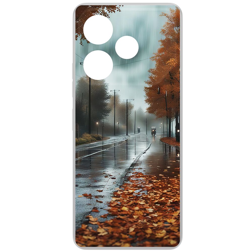 

Чехол-накладка Krutoff Clear Case Осенний дождь для TECNO Pova 6, Прозрачный
