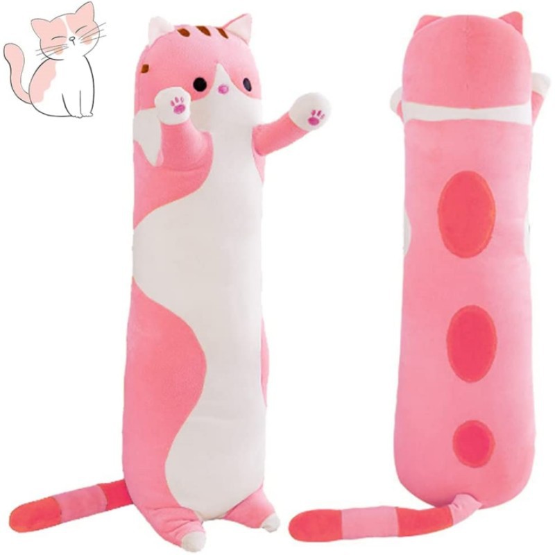 фото Мягкая игрушка подушка scwer toys розовый кот батон 90 см.