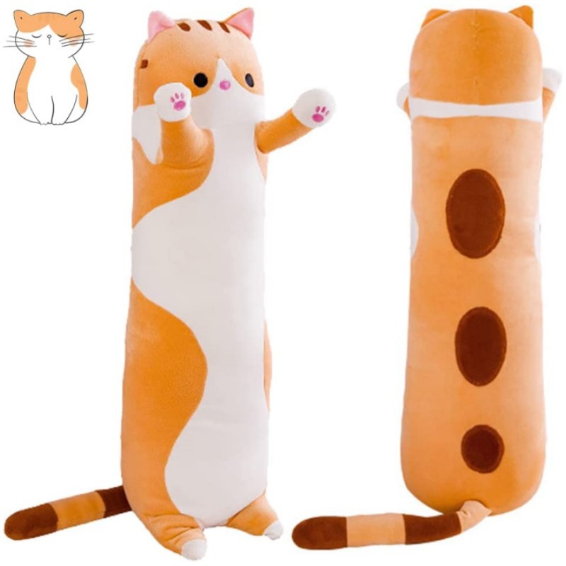

Мягкая игрушка подушка SCWER TOYS коричнево-рыжий кот батон 90 см., Коричневый