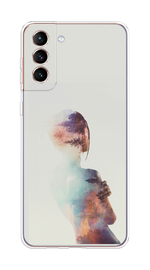 

Чехол на Samsung Galaxy S21 Plus "Девушка-лес", Розовый;голубой;серый, 2102150-1