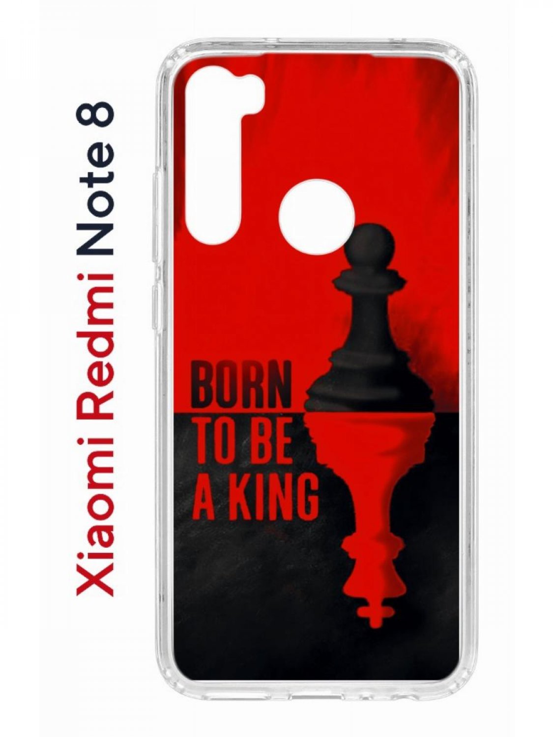 

Чехол на Redmi Note 8 Kruche Print Born to be a King,противоударный бампер с принтом, Прозрачный;черный;красный, Ксиоми Редми Нот 8