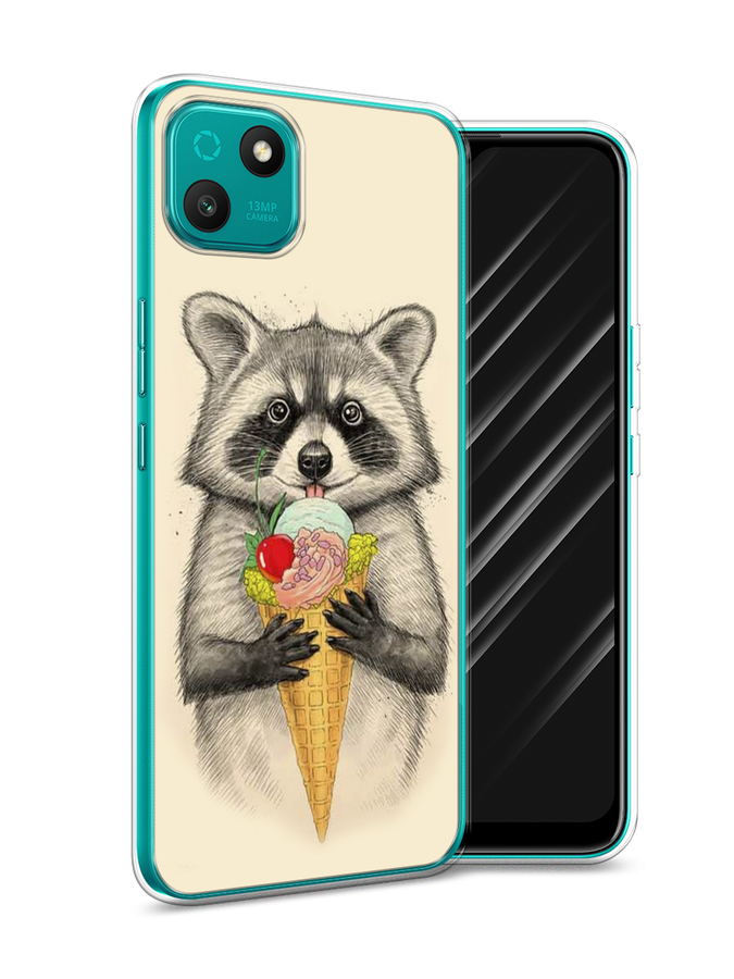 

Чехол Awog на Wiko T10 "Енот с мороженым", Разноцветный