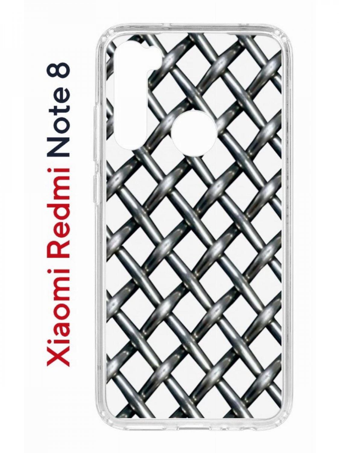 Чехол на Redmi Note 8 Kruche Print Стальная сетка,противоударный бампер,с защитой камеры