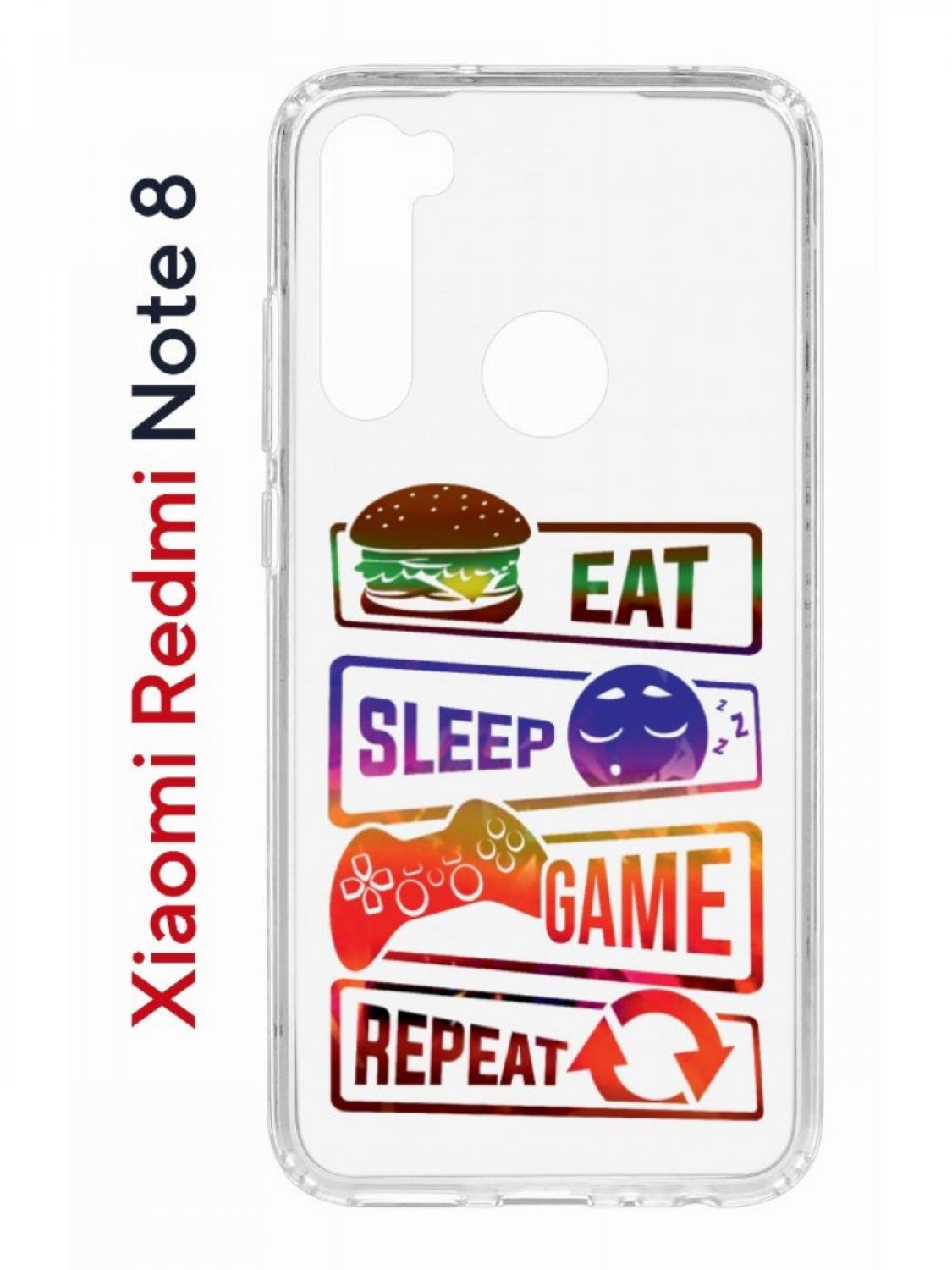 Чехол на Xiaomi Redmi Note 8 Kruche Print Repeat,противоударный бампер,с защитой камеры
