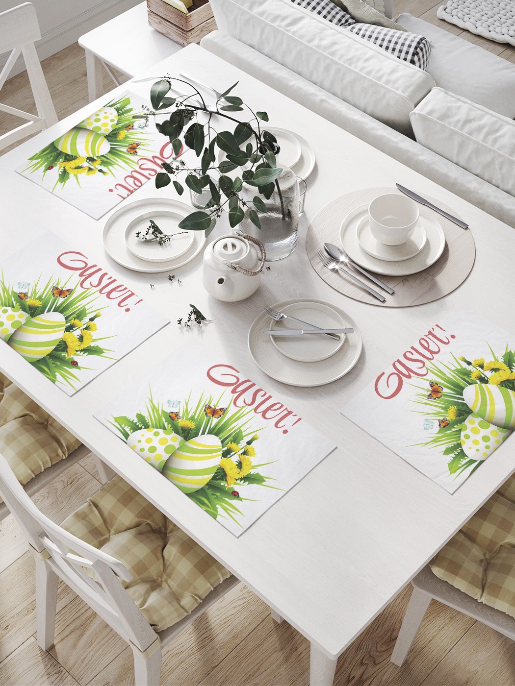 

Комплект салфеток JoyArty "Пасхальные яйца на траве" для сервировки стола (32х46 см, 4 шт), Зеленый, Пасхальные яйца на траве