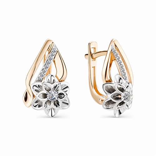 

Серьги из красного золота с бриллиантом АЛЬКОР 22547-100, 22547-100
