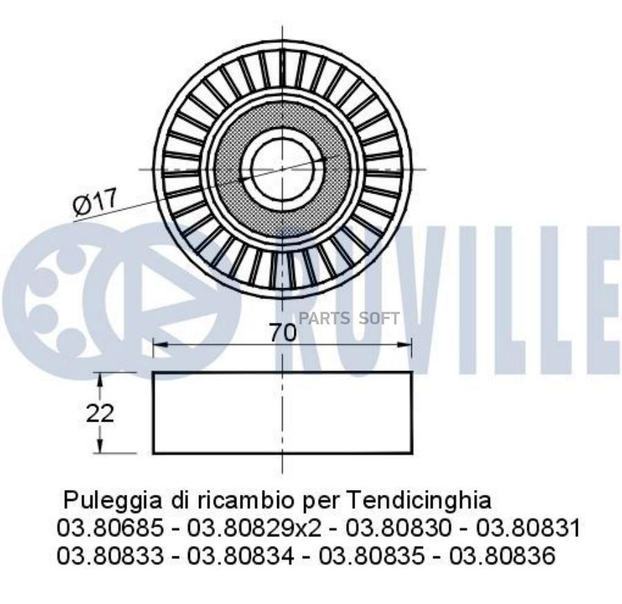 

Ролик Руч.Ремня Mercedes W168,W169,W245 1Шт Ruville 540871