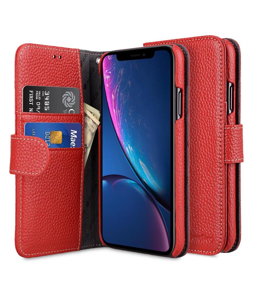 фото Кожаный чехол книжка melkco для apple iphone 12/12 pro (6.1") - wallet book type, красный