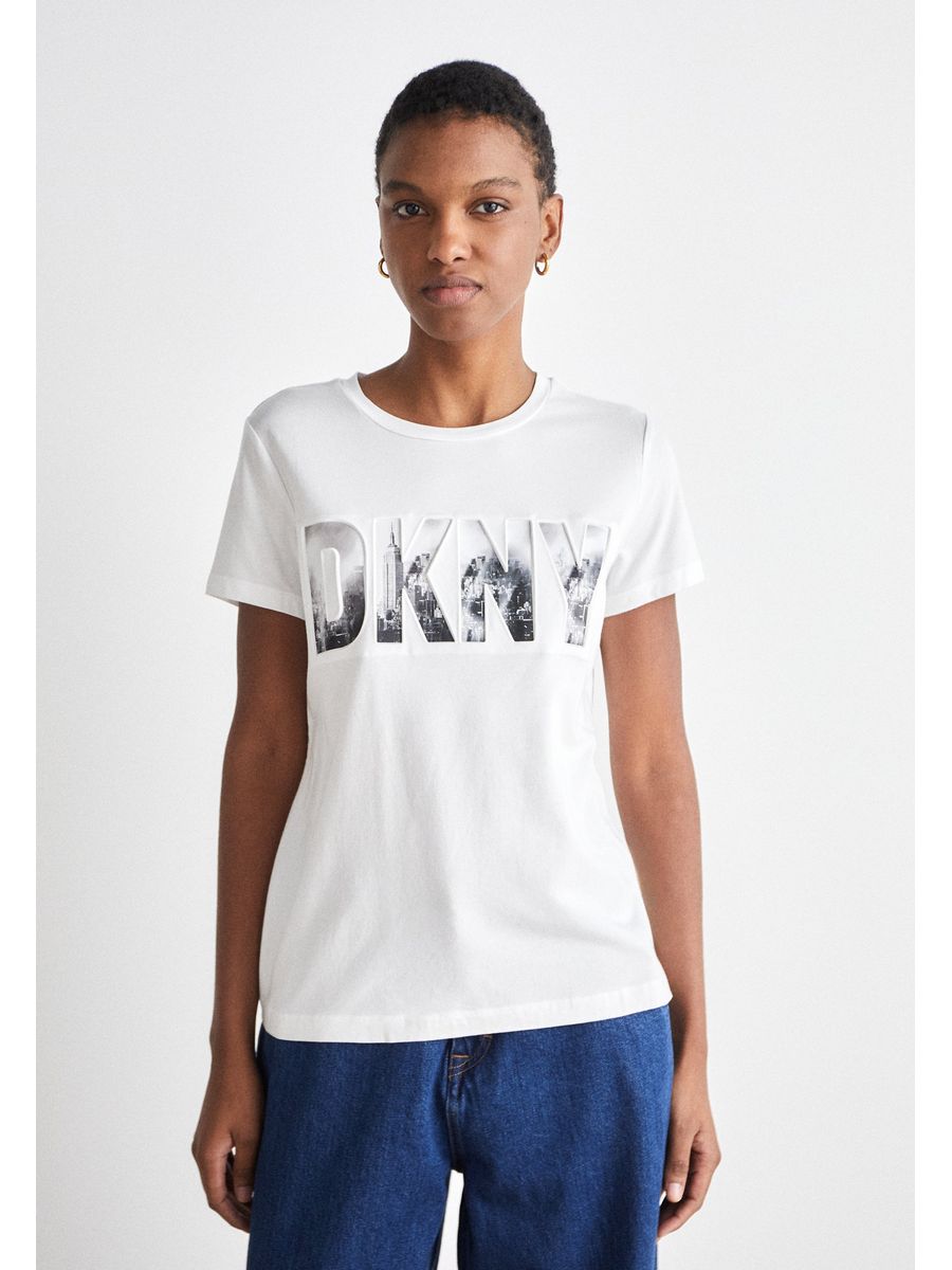 

Футболка женская DKNY DK121D04W белая M, Белый, DK121D04W