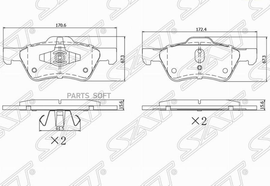 

Колодки тормозные перед FORD MAVERICK 01-08/MAZDA TRIBUTE 04-08 1шт SAT ST-EFY6-33-23Z