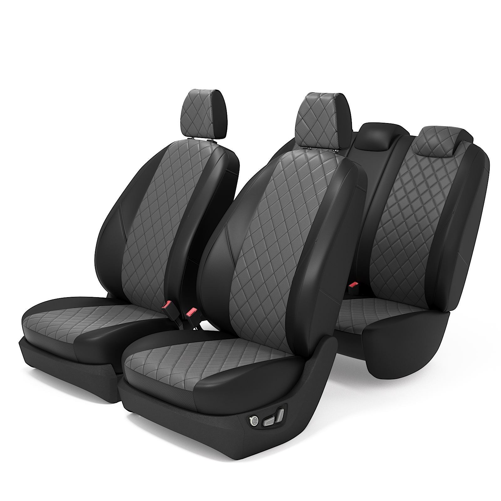 

Чехлы на сиденья Пежо 408 с 2012 по 2019 год, Экокожа РОМБ, Темно-Серый, L4082012go4060