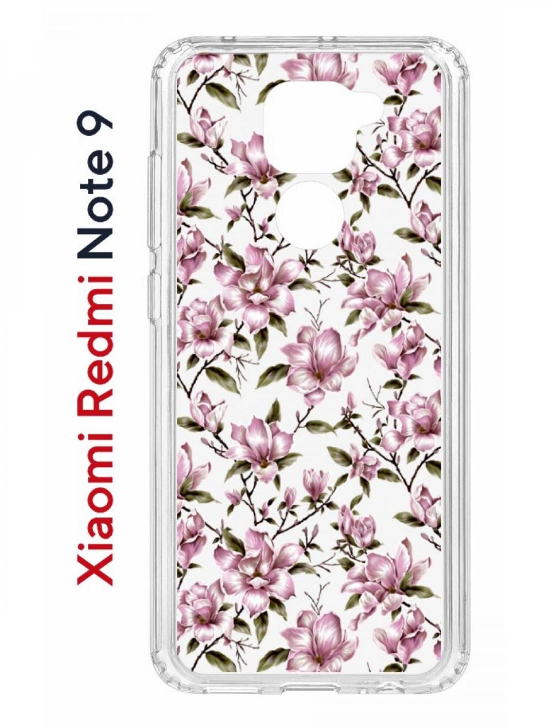 

Чехол на Redmi Note 9 Kruche Print Нежность,противоударный бампер,с защитой камеры, Прозрачный;розовый;зеленый;коричневый, Ксиоми Редми Нот 9