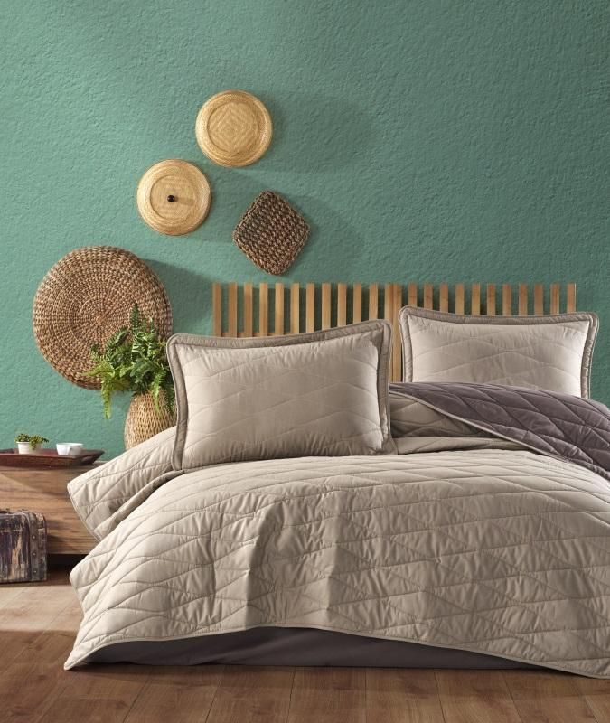 Покрывало KARVEN Y920 Lorna V1 Beige 240х260 с наволочками 50х70 (2шт) ранфорс