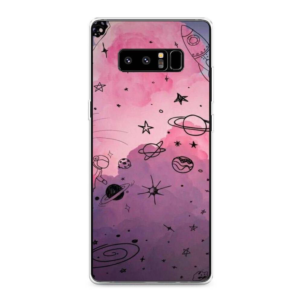 

Чехол Awog на Samsung Galaxy Note 8 "Радуга планет 3", Черный;розовый, 25250-4