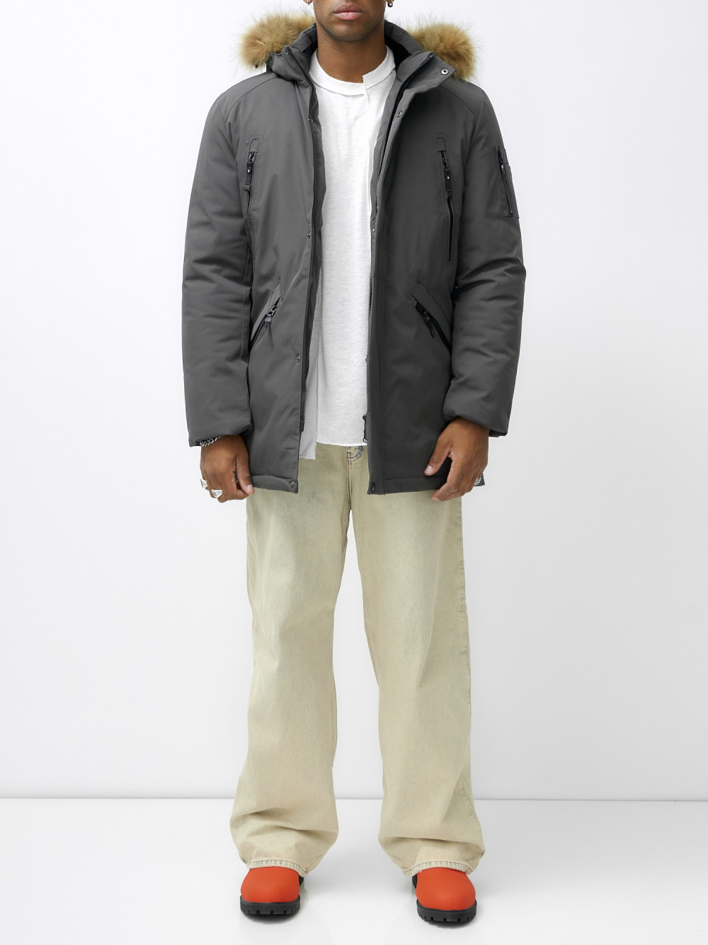 

Парка мужская NoBrand AD606_1 серая XXL, Серый, AD606_1