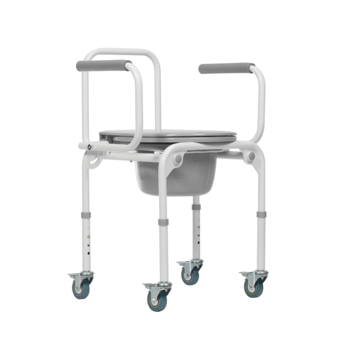 фото Кресло туалет для инвалидов и пожилых людей на колесах ortonica tu 80 белое до 130 кг